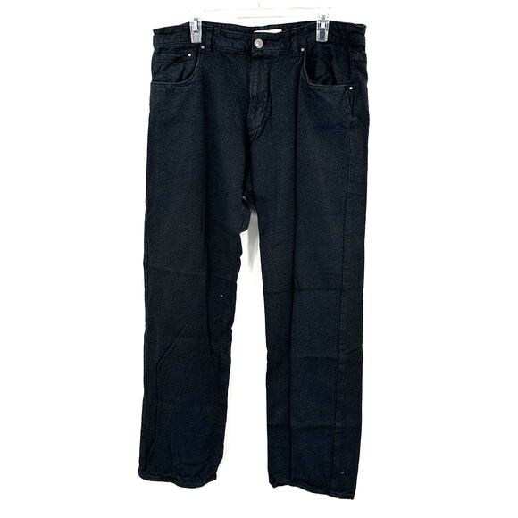 Calvin Klein Jeans Size 38x34 Jeans Black‎ Straight Leg Solid Dark Wash Denim - Picture 1 of 6